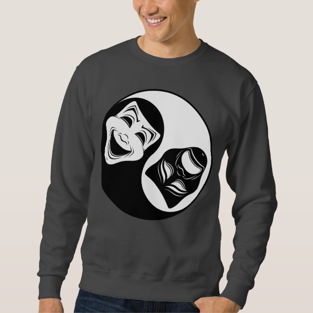 Theater Yin Yang Design - Comedy and Tragedy Masks Lång Ärmad Tröja (Framsida)