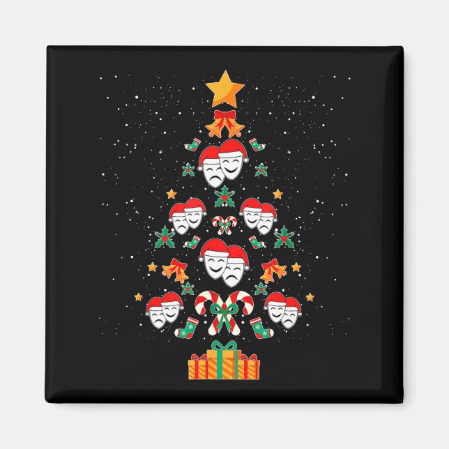 Theatre Masks Drama Actor Actress Christmas Tree X Magnet (Framsidan)