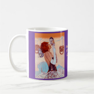 THEATREN FÖR FLICKAN FÖR MUGG~-DRAMAT MASKERAR & KAFFEMUGG