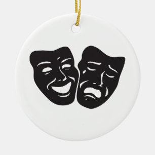 Theatren för komeditragedidramat maskerar julgransprydnad keramik