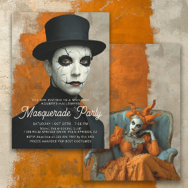 Theatrical Haunted Halloween MasqueraParty Inbjudningar