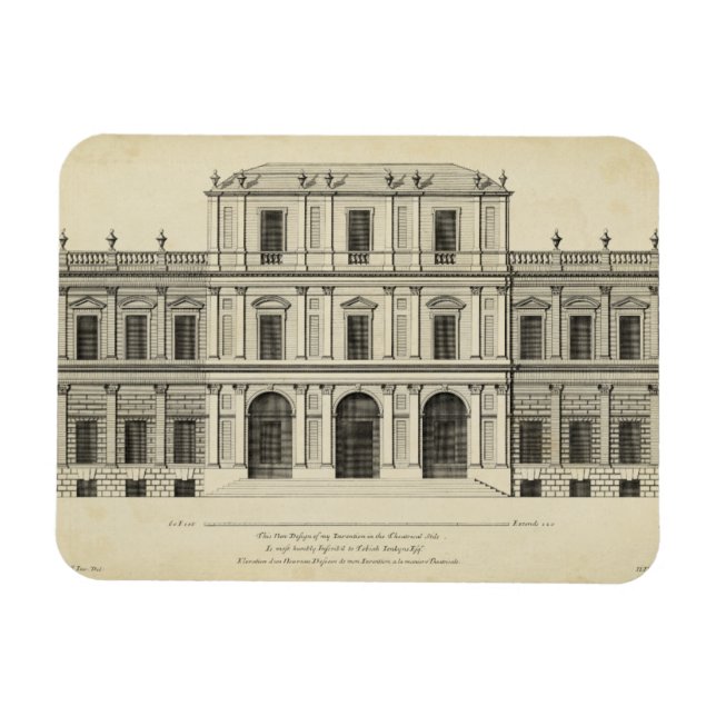 Theatrical Stil Façade av Colen Campbell Magnet (Horisontell)