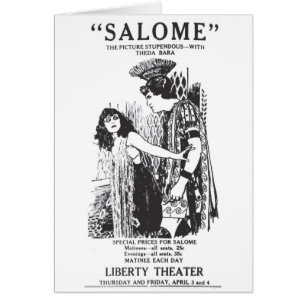 Theda Bara SALOME 1919 tyst filmannonsering Hälsningskort
