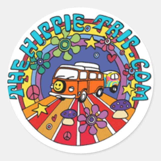TheHippieTrip.com Runt Klistermärke (Framsida)
