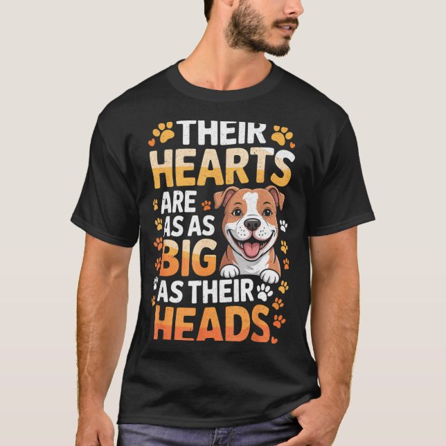 Their Hearts Are As Big As Their Heads - Tbull Dog T Shirt (Framsida)