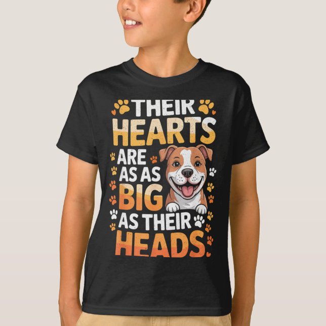 Their Hearts Are As Big As Their Heads - Tbull Dog T Shirt (Framsida)