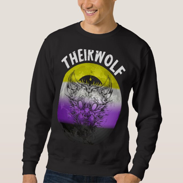 Theirvargen Nonbinary Flagga LGBTQ Genderqueer Non Lång Ärmad Tröja (Framsida)