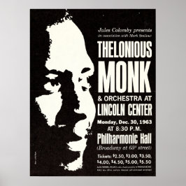 Thelonious Munk 1963 New York City Concert Poster