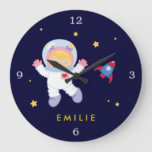 Themed astronautflickautrymme stor klocka