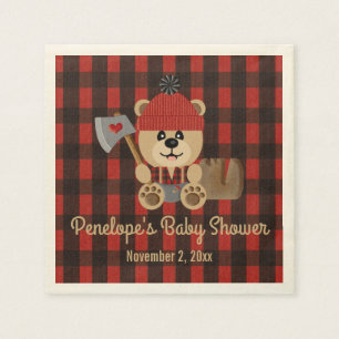 Themed baby shower för björnLumberjackvildmark Pappersservett