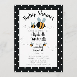 Themed baby showerinbjudningar för bi - polka dots inbjudningar