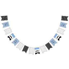 Themed blått för mustasch & svartbaby showerbaner vimplar