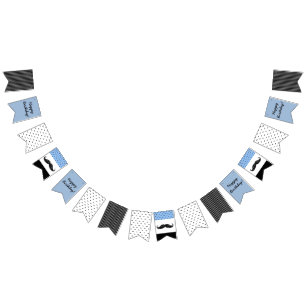 Themed blått för mustasch & svartgrattis på vimplar