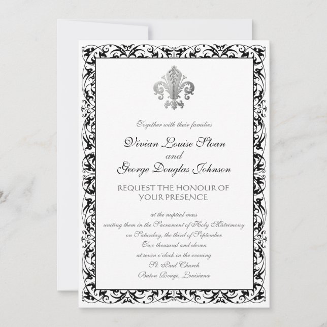 Themed bröllop Fleur-de-lis Inbjudningar (Framsida)