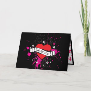 Themed bröllop för svart & för rosa Grungy Tack Kort