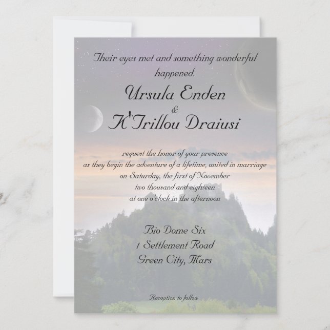 Themed bröllopinbjudan för utrymme inbjudningar (Framsida)