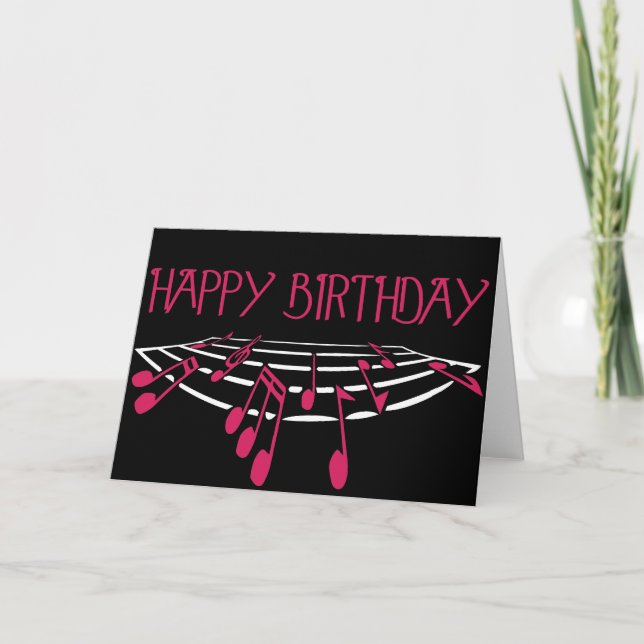Themed födelsedagkort för musik - rosa kort (Front)