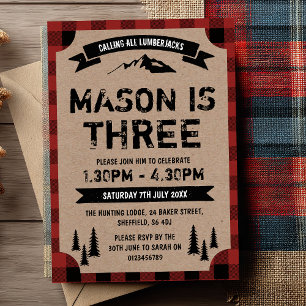 Themed födelsedagsfest inbjudan för Lumberjack