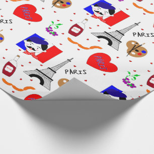 Themed gullig rolig rött vitt blått design för presentpapper