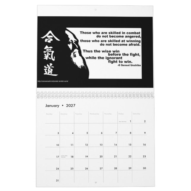 Themed kalender för Zentality 2013 kampsportar (Jan 2027)