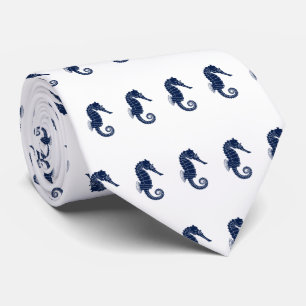Themed marin för nautisk Seahorse på vit Slips