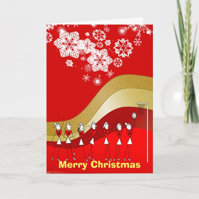 Themed Netball för snöflingorjul Helgkort (Framsida)