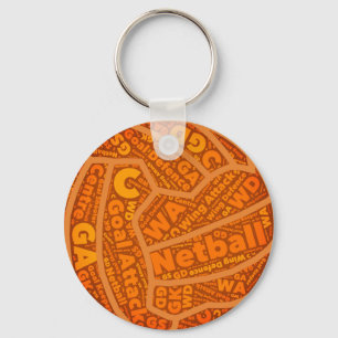 Themed orange bolldesign för Netball Nyckelring