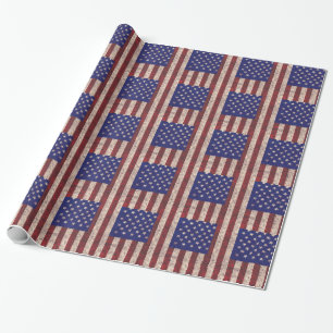Themed randar och stjärnor för USA grungeflagga Presentpapper