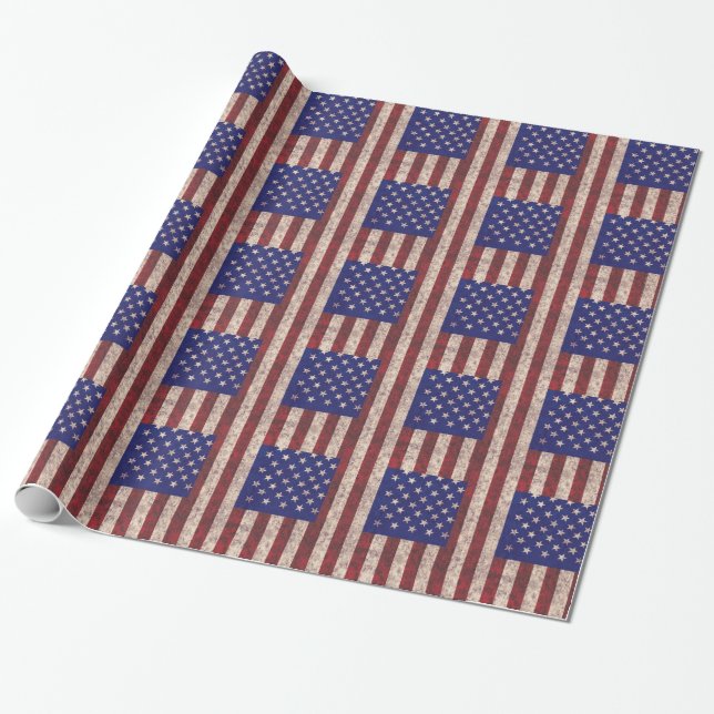Themed randar och stjärnor för USA grungeflagga Presentpapper (Utrullad)