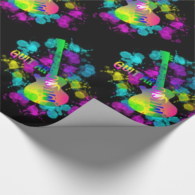 Themed regnbågegitarrmusik presentpapper (Hörn)