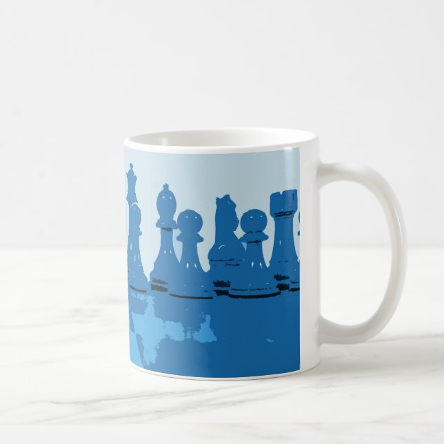Themed schackmugg för blått kaffemugg (Höger)