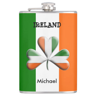 Themed Shamrock för irländska färger för flagg Fickplunta