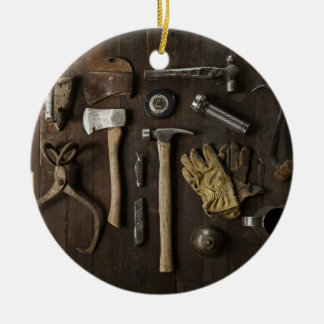 Themed träCarpentryhandymän för renovering och T Julgransprydnad Keramik