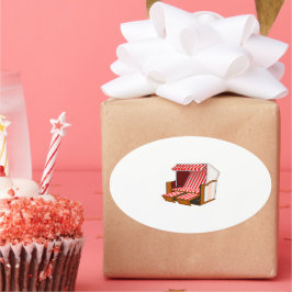 Themes-stämplar för röda och vita persikor ovalt klistermärke