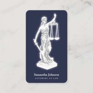 Themis sculpture Attorney At Law Midnight Blue Visitkort