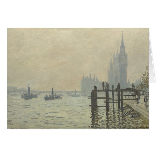 Themsen nedanför Westminster av Claude Monet Hälsningskort (Framsidan Horizontal)