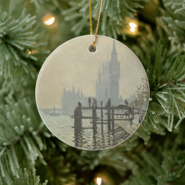 Themsen nedanför Westminster av Claude Monet Julgransprydnad Keramik (Träd)