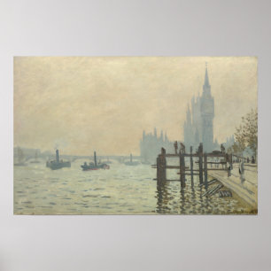 Themsen nedanför Westminster av Claude Monet Poster