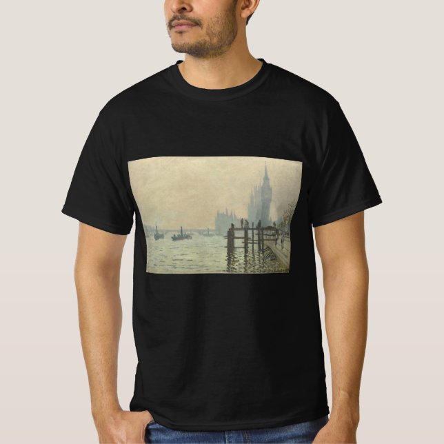 Themsen nedanför Westminster av Claude Monet T Shirt (Framsida)