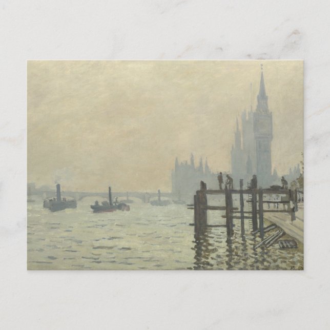 Themsen nedanför Westminster av Claude Monet Vykort (Framsida)
