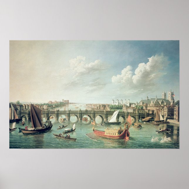 Themsen nedanför Westminster Bridge Poster (Framsidan)