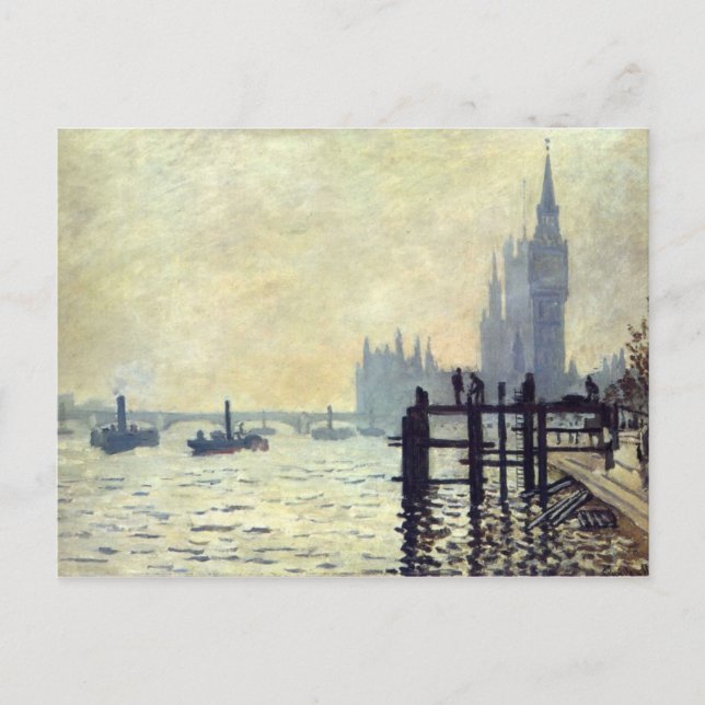 Themsen nedanför Westminster - Claude Monet Vykort (Framsida)