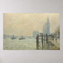 Themsen under Westminster av Claude Monet Poster