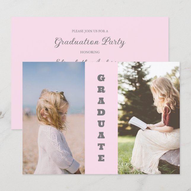 Then And Now 2 Photo Graduation Inbjudningar (Fram/baksida)