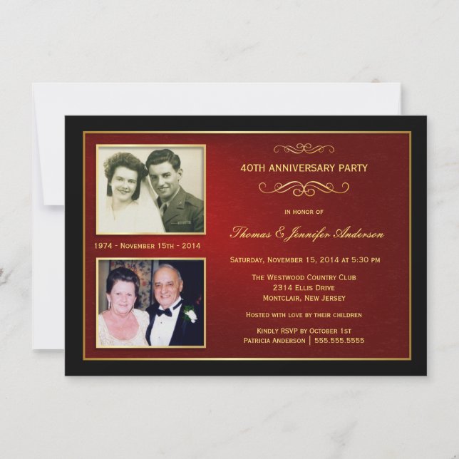 Then & Now Jubileum med 2 bilder - 40-årsjubileum Inbjudningar (Framsida)