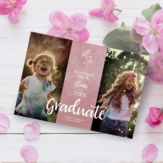 Then & Now  Rose Graduation Photo Metal Texture (Skapare uppladdad)