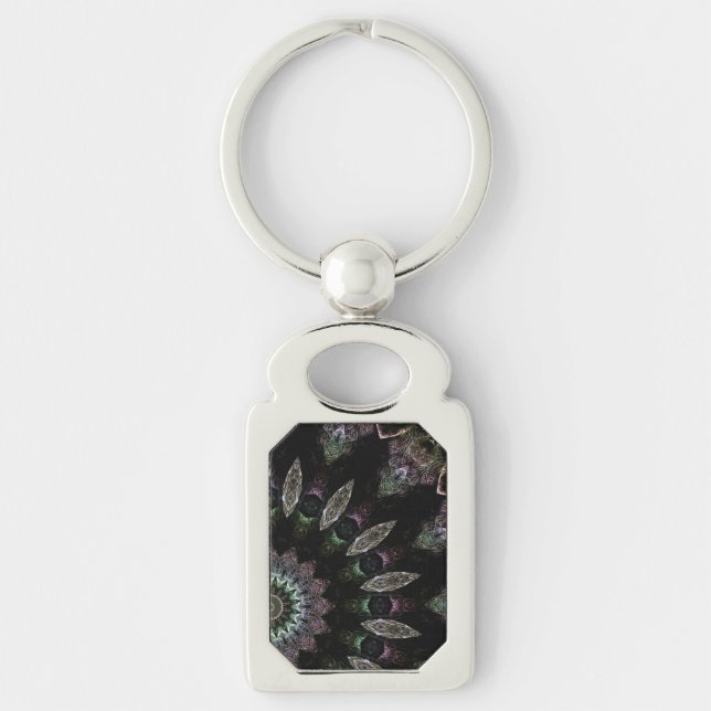 Theo Keychain Rektangulärt Silverfärgad Nyckelring (Framsidan)