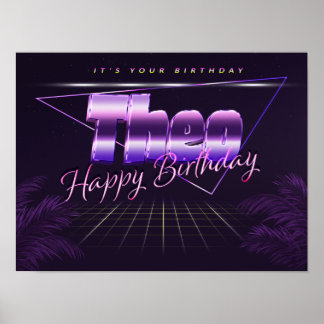 Theo Namn Vorname lila retro Poster Geburtstag