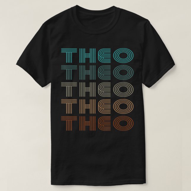 Theo Retro First Namn Design T Shirt (Design framsida)