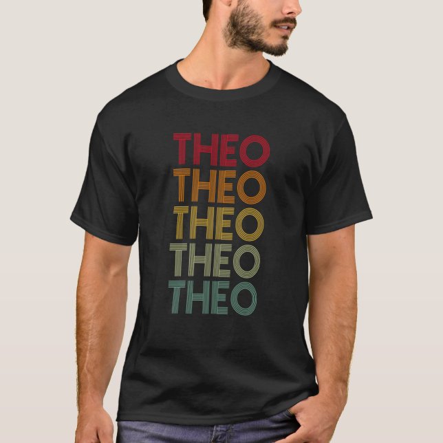 Theo Retro Namn Humor Nickname T Shirt (Framsida)